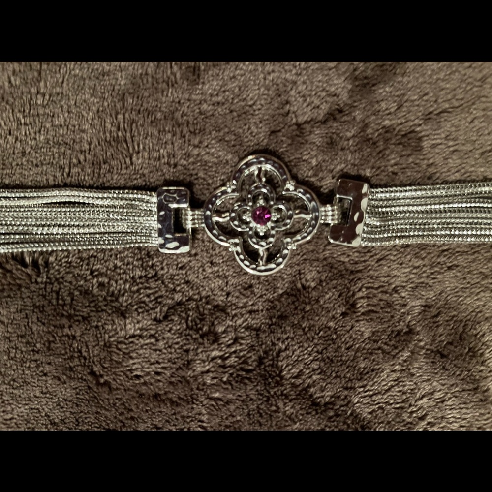 Silver and pink bracelet